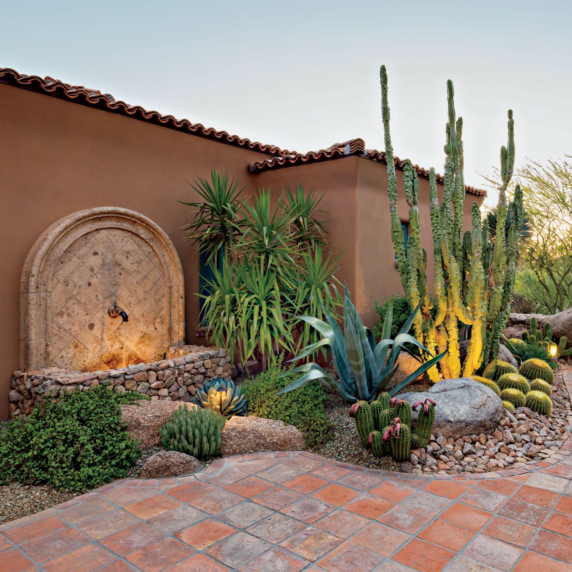 Desert landscaping design outside a home